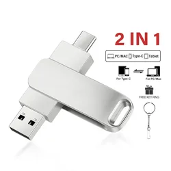 回転式金属ペン,2 in 1,2.0 GB, 64GB, 32GB USB 128フラッシュドライブ,ビジネスギフト,メモリスティック,タイプC, 2 in 1