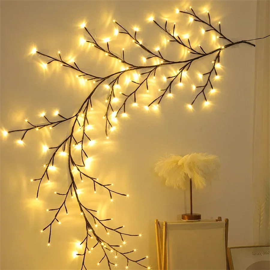 144 LED Lighted Willow Vines Lights for Walls Home Decor Christmas Swags Artificial Plants Tree Branche Light