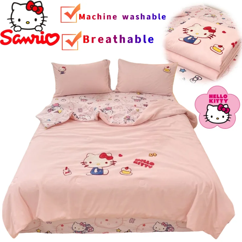 

sanrio Hello Kitty Kuromi My Melody Summer Cool Quilt High Value DIY Cute Embroidery Home Machine Washable Air Conditioner Quilt