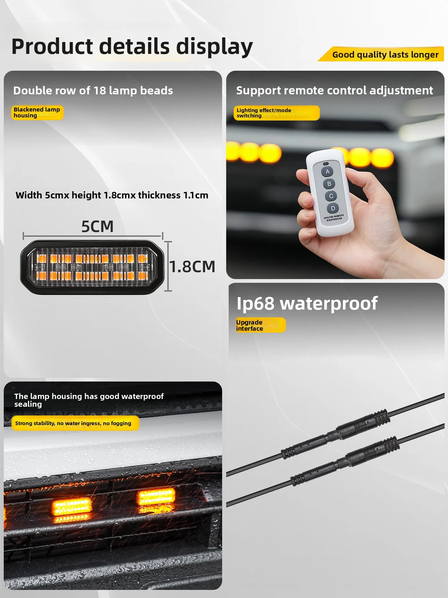 Car Front Grille Small Yellow Light Led High Brightness Strobe Flashing Remote Control Decorative Lamps For Toyota RAV4 2026