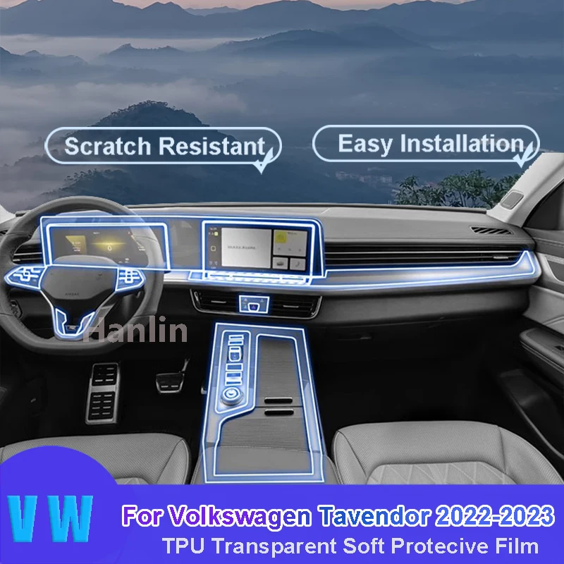 

For Volkswagen Tavendor 2022-2023 Car Interior Center Console Transparent TPU Protective Anti-scratch Repair Film Car Sticker