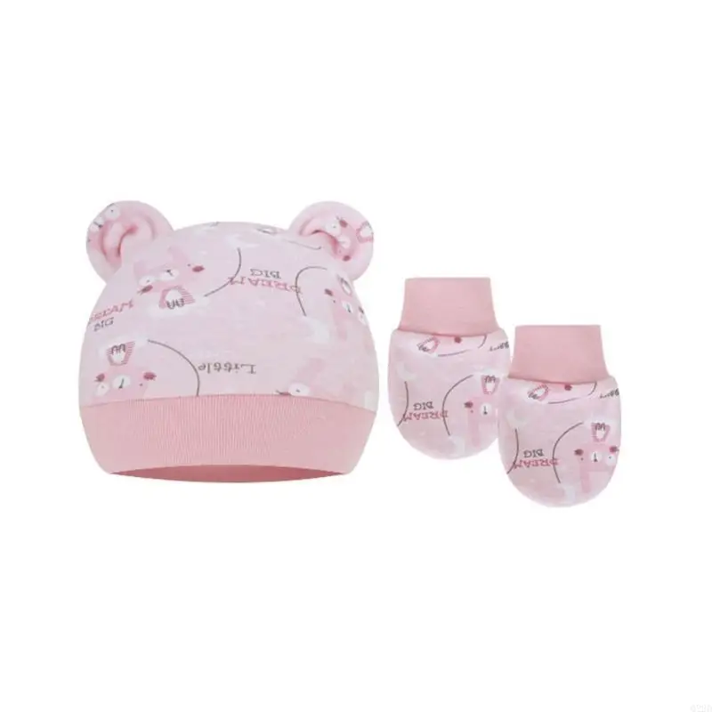 

Q22d 2pcs младенческая хлопчатобумажная шляпа Жаккард тонкая перчатка Baby Summer Spring осенняя кепка перчатка