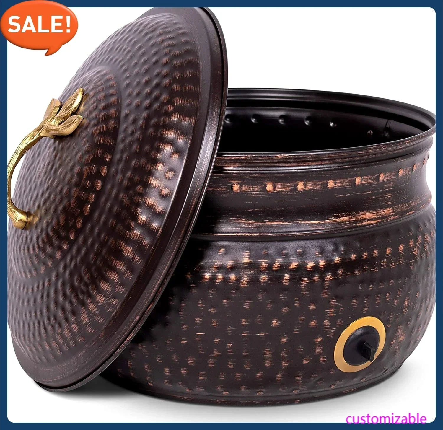 

Water Hose Holder - Decorative Metal Pot,Holds up to 200ft Hoses, Indoor or Outdoor, Garden Storage Organizer