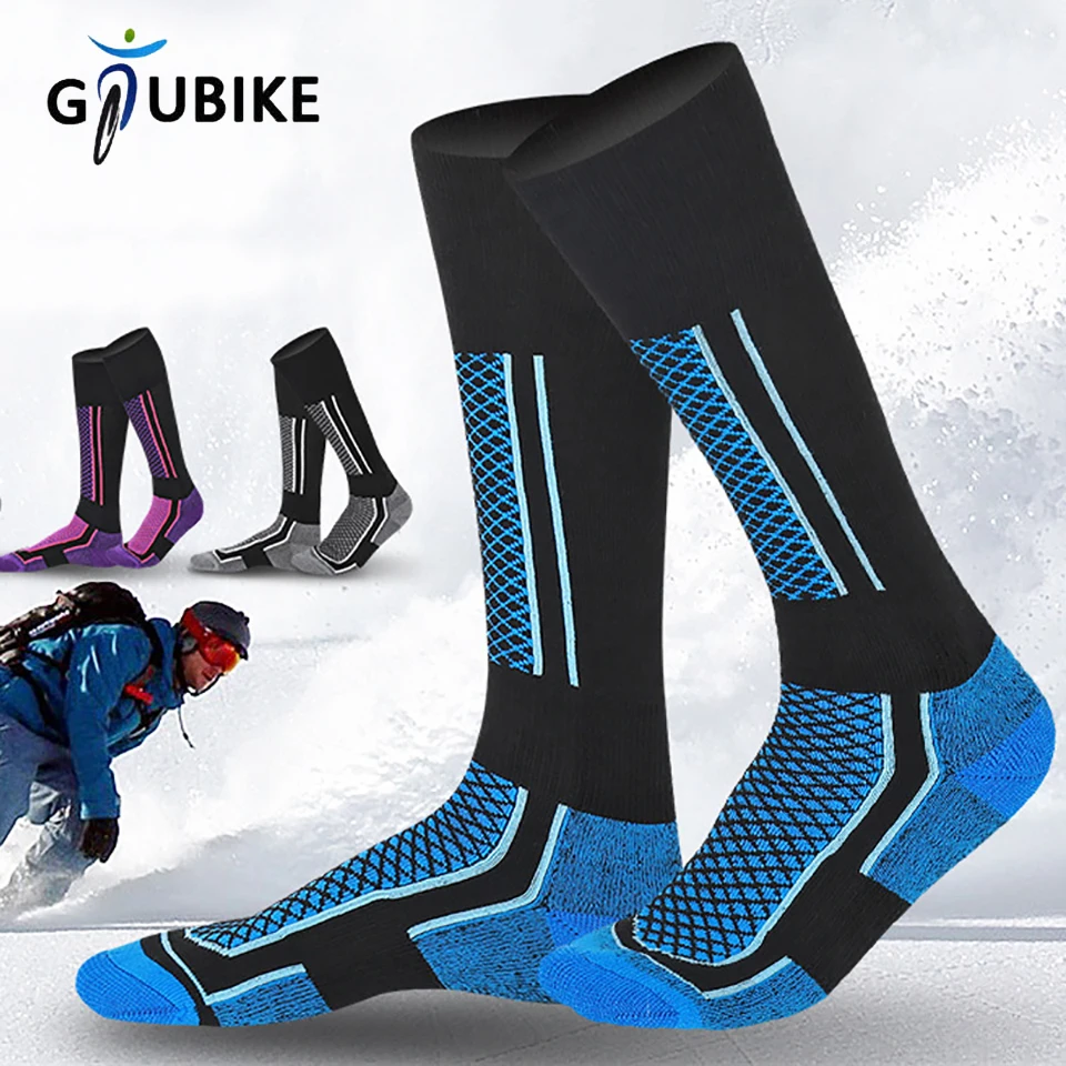 GTUBIKE-medias de esquí gruesas y cálidas para invierno, calcetines de senderismo para mujeres, hombres y niños, medias deportivas altas antifrío para exteriores