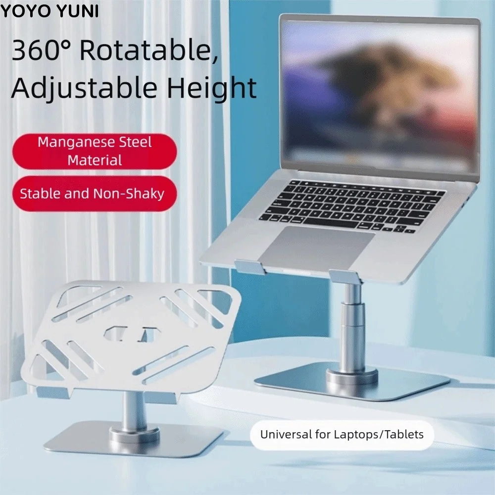 

Height Adjustable Rotating Laptop Riser Anti Slip Base Hollowed Adjustable Tablet Stand Sturdy Construction Comfort Viewing