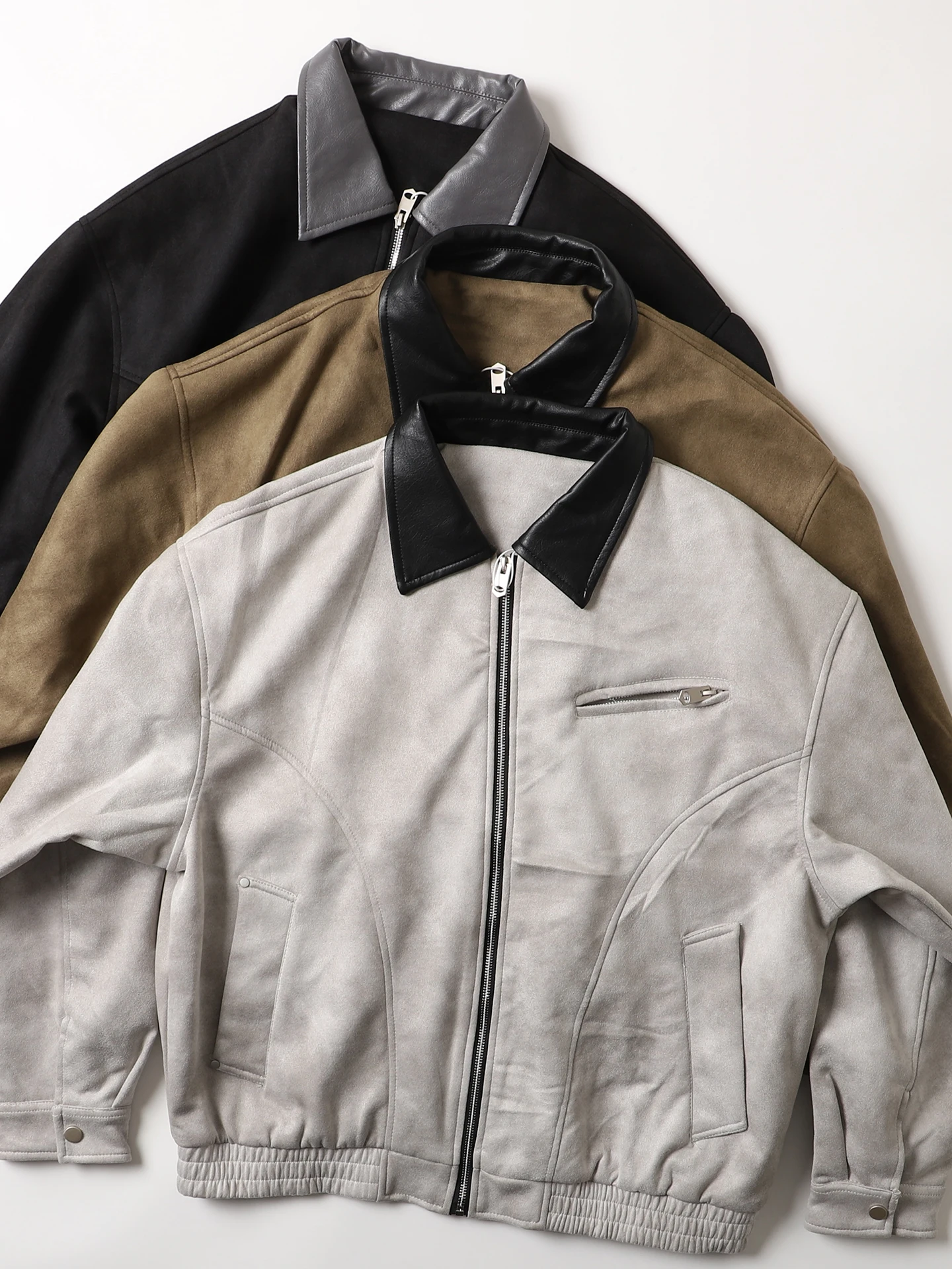 

Loose Casual Men's Jaet Large Size American Khaki Retro Suede Collar Polyester Fiber Youth Faion Outerwear Coat