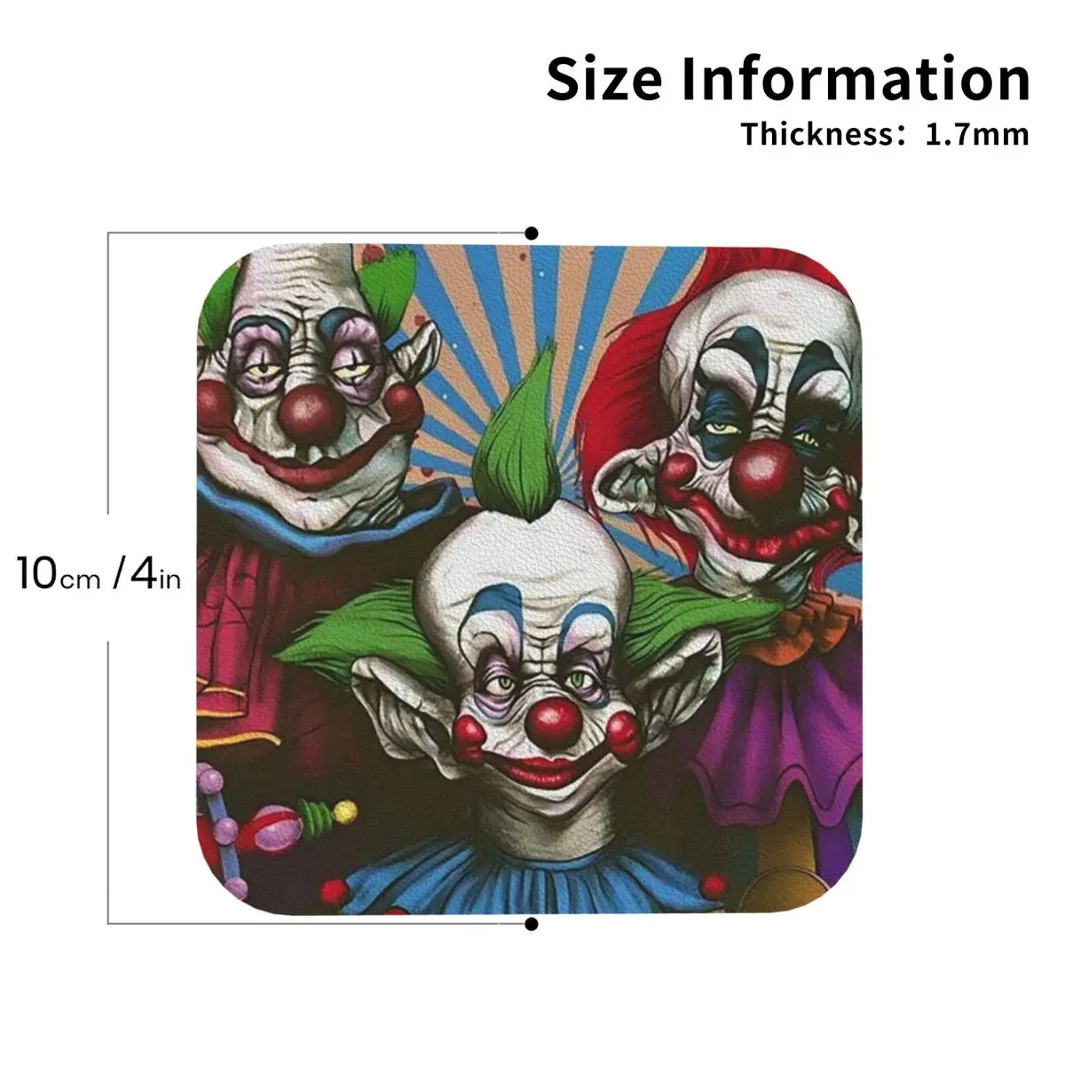 

Клоуны-убийцы из космической пленки (2) Подставки Кожаные салфетки Нескользящие изоляционные кофейные коврики для подушечек Набор из 4 шт.