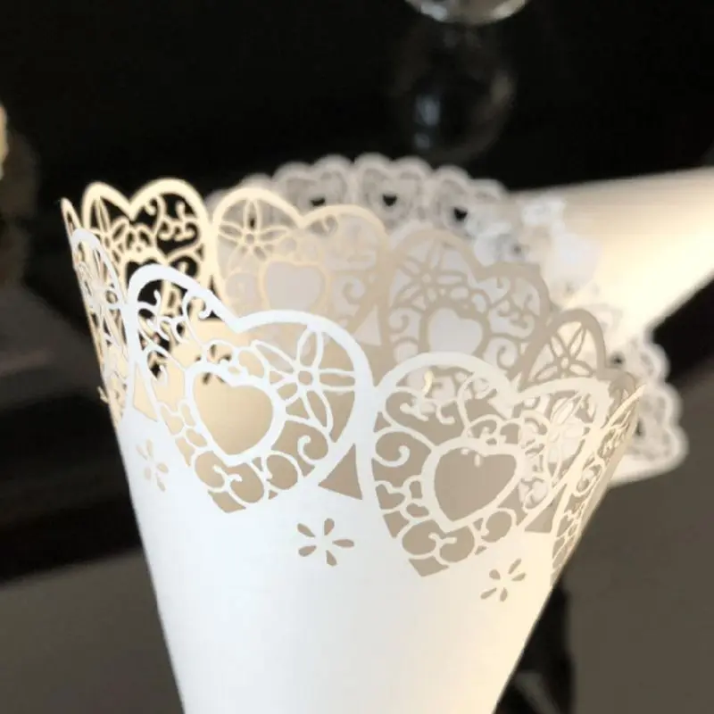 50 Uds. conos confeti cortados con láser, corazón amor, encaje, dulces, recuerdos fiesta boda