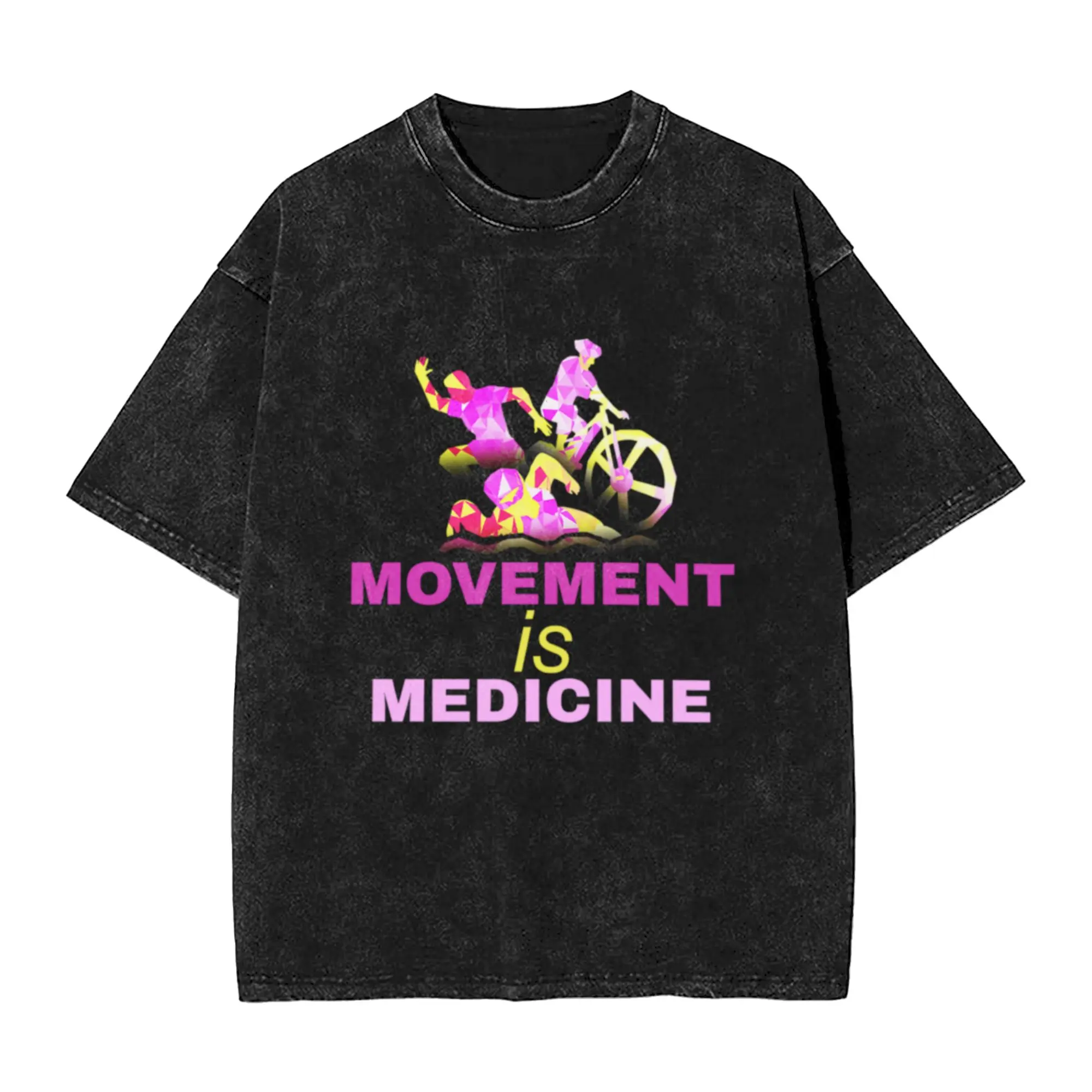 movement is medicine  exercise  volleyball  ball game  Unique Trendy A Washed T Shirt Men's Women's Oversized Cotton Tees Tops