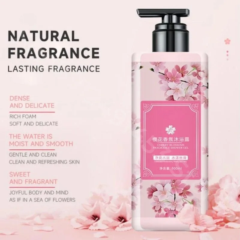 Sakura Lasting Fragrance Whitening Body Wash Shower Gel for Dark Skin Care Exfoliating Deep Clean Dirt  Oil Control Moisturizing