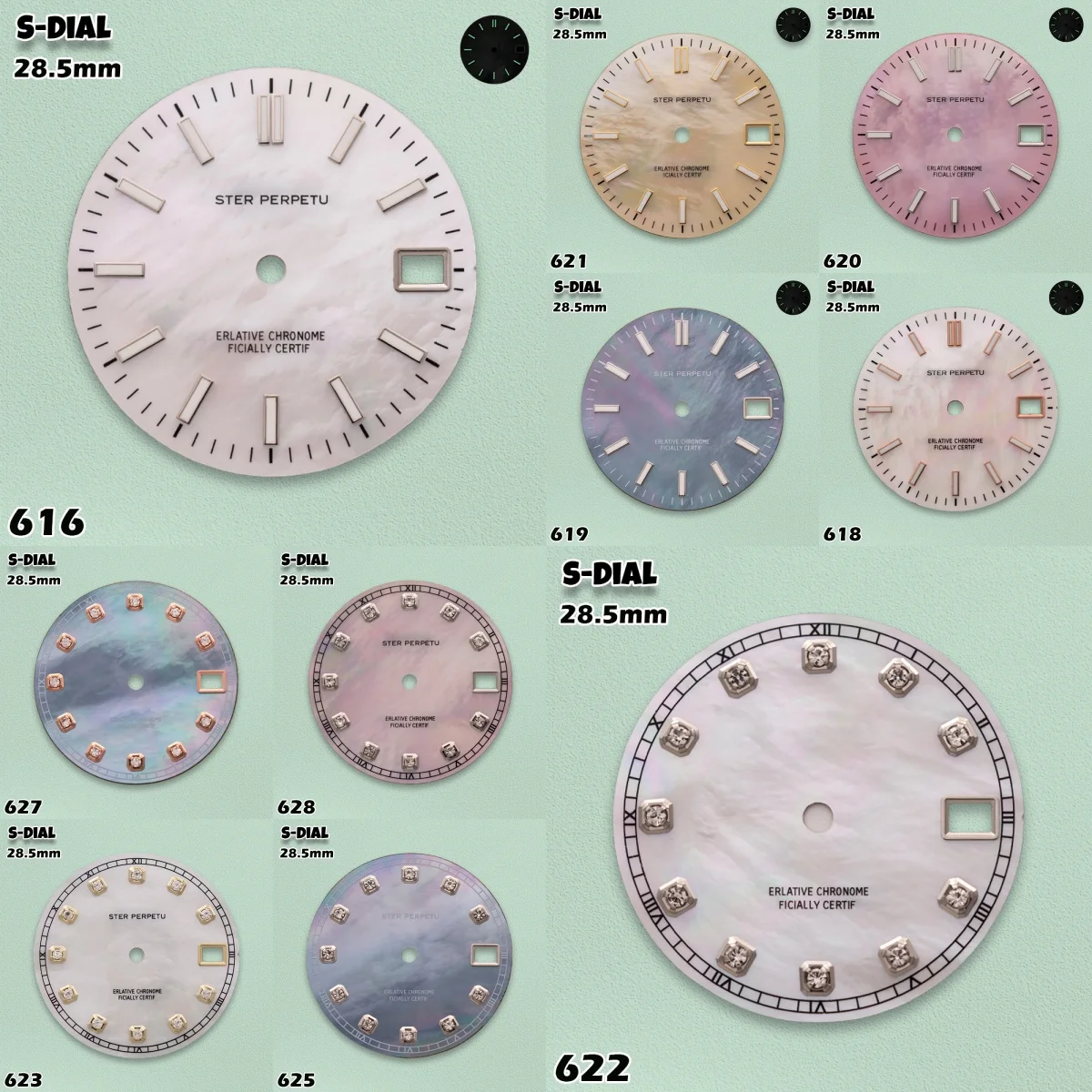 Relojes SKO S Logo de 28.5mm con Esfera de Nácar, Movimiento NH36, Luminiscencia Verde para Hombre, Accesorios de Modificación de Relojes