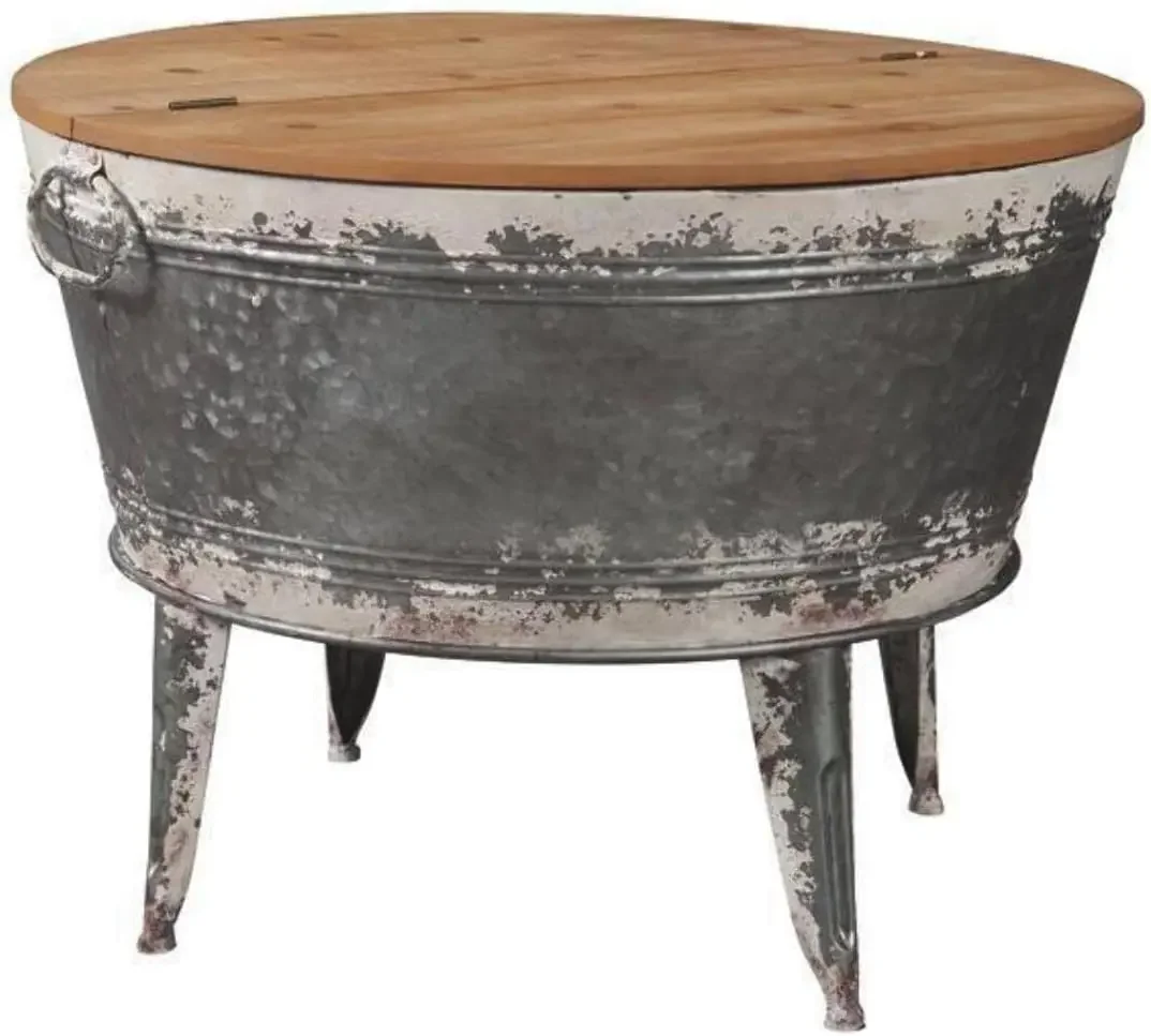 Shellmond Rustic Distressed Metal Accent Cocktail Table with Lift Top 20