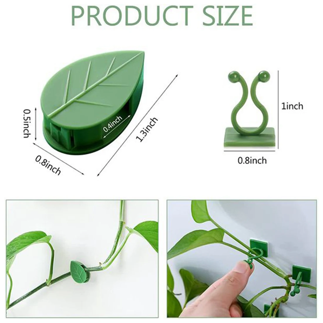 80Pcs Plant Climbing Wall Fixture Clips Plant Fixer Vines Garden Green Leaf Plant Wall Clips Vines Holder for Wall Decor