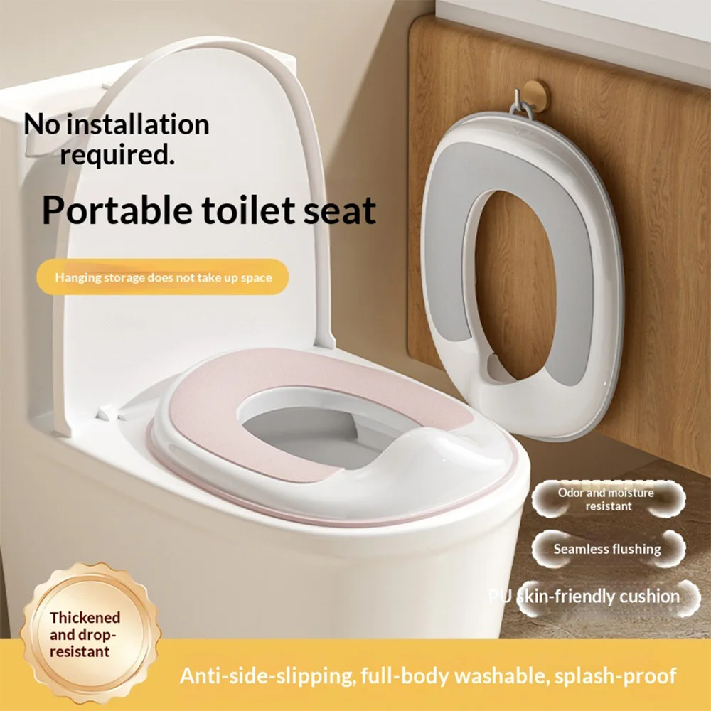 Portable Toilet Seat No Installation Required | Anti-Slip Washable Travel Potty Seat with Hanging Storage, Splash-Proof & Odor R