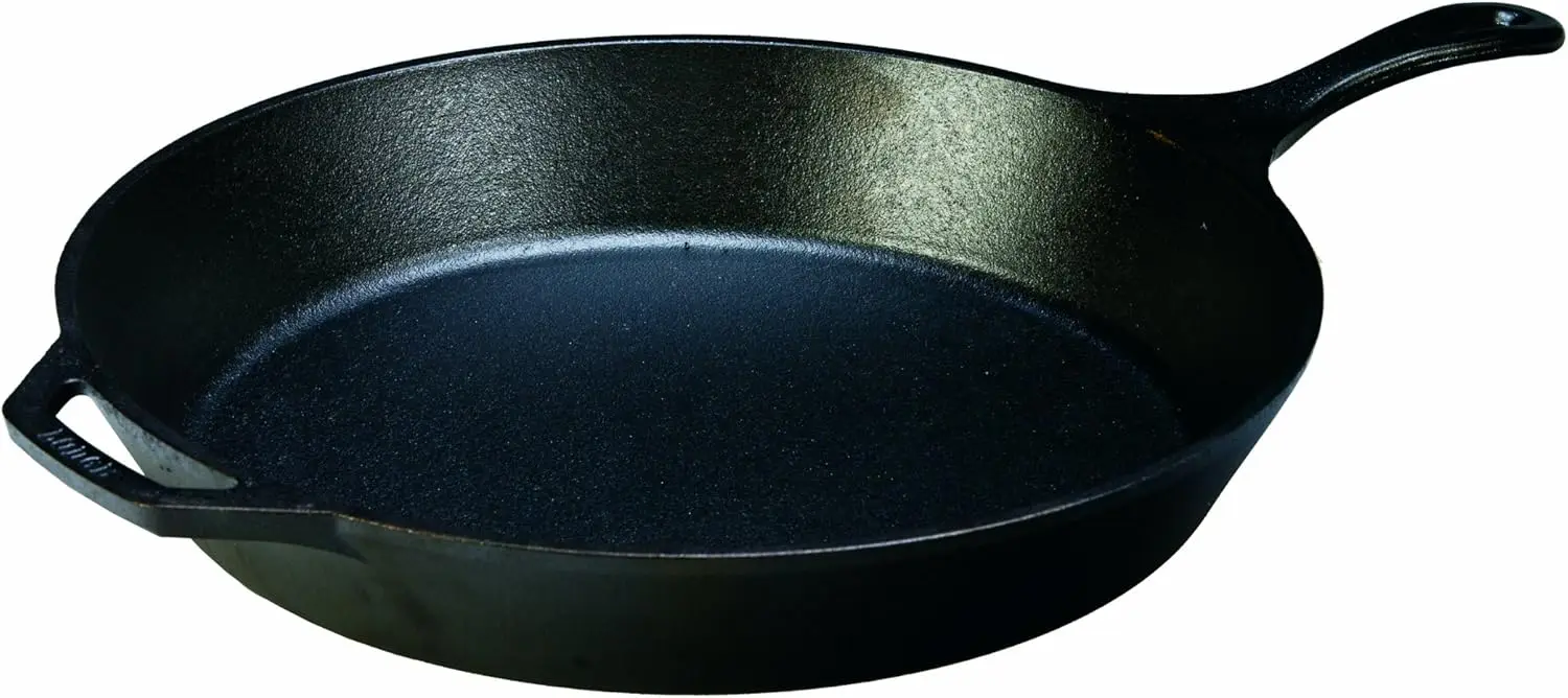 

15-Inch Pre-Seasoned Cast Iron Skillet with Teardrop Handle - Oven, Stove, Grill & Campfire Safe