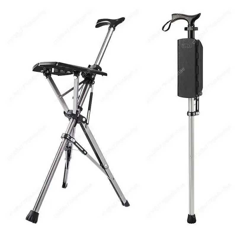 Outdoors Folding Crutch Chair Elderly Rest Hand Stool Light Multifunctional Non Slip Portable Stools Beach Camping Chair