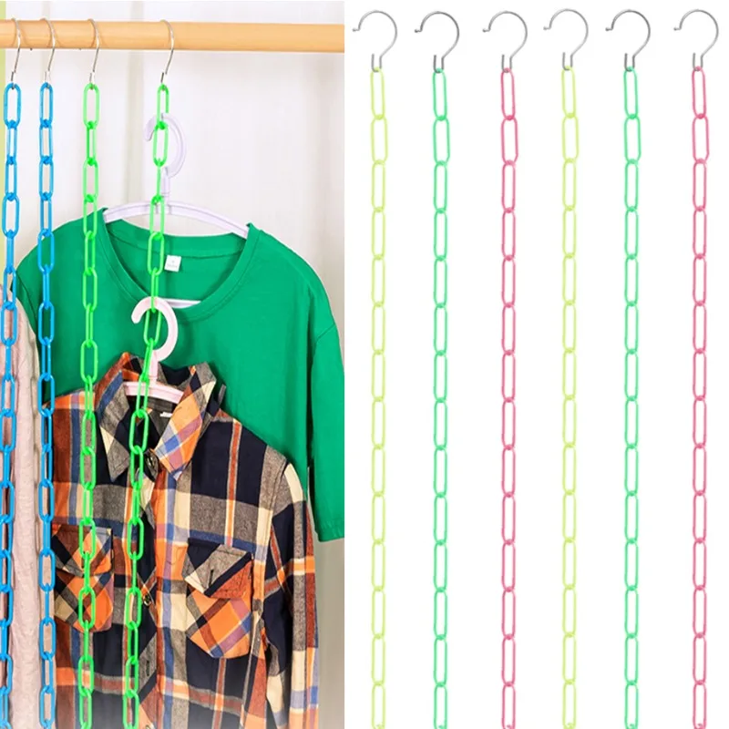 18 Hole Clothes Storage Chain Colorful Plastic Clothes Hanger Wardrobe Hanging Hanger Space Saving Shirts Tidy Organizer Hanger