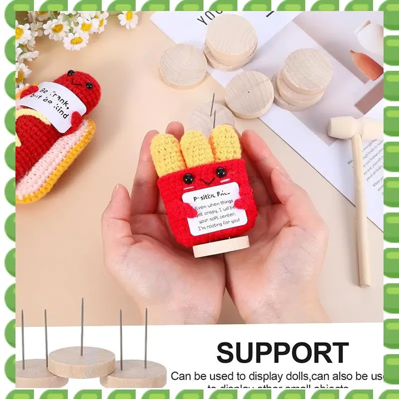 

A04V 24 шт. подставка для вязания крючком, деревянные подставки для позитивных вязаных крючком животных, подставка для поддержки основания фигурки