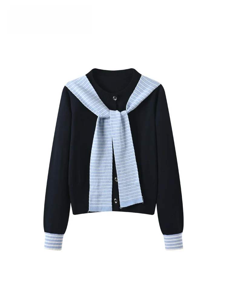 

Свободный длинный светящийся круглый вязаный свитер для больших размеров, женский осенне-зимний новый французский свитер из полиэфирного волокна...