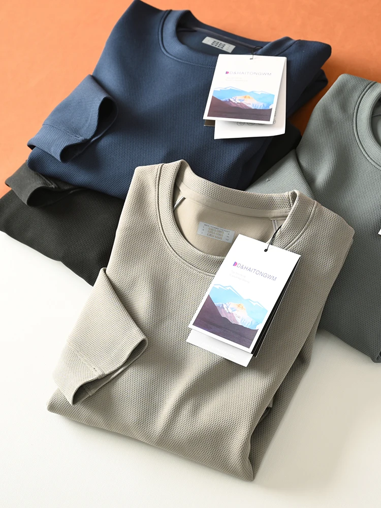 

Dijia Удобный эластичный длинный све круглой Ne Повседневный свитшот для занятий спортом на открытом воздухе Base irt Топ для мужчин осенью и зимой