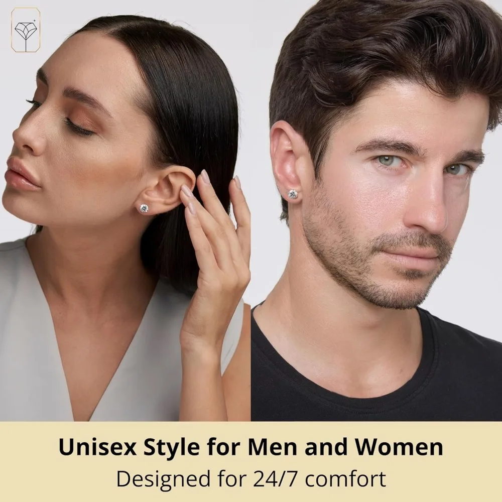 أقراط سوليتير مكعبة الزركونيا المستديرة من الذهب عيار 14 قيراط - ترصيع للجنسين مع تشيكوسلوفاكيا المضادة للتشويه، مجوهرات متينة وأنيقة