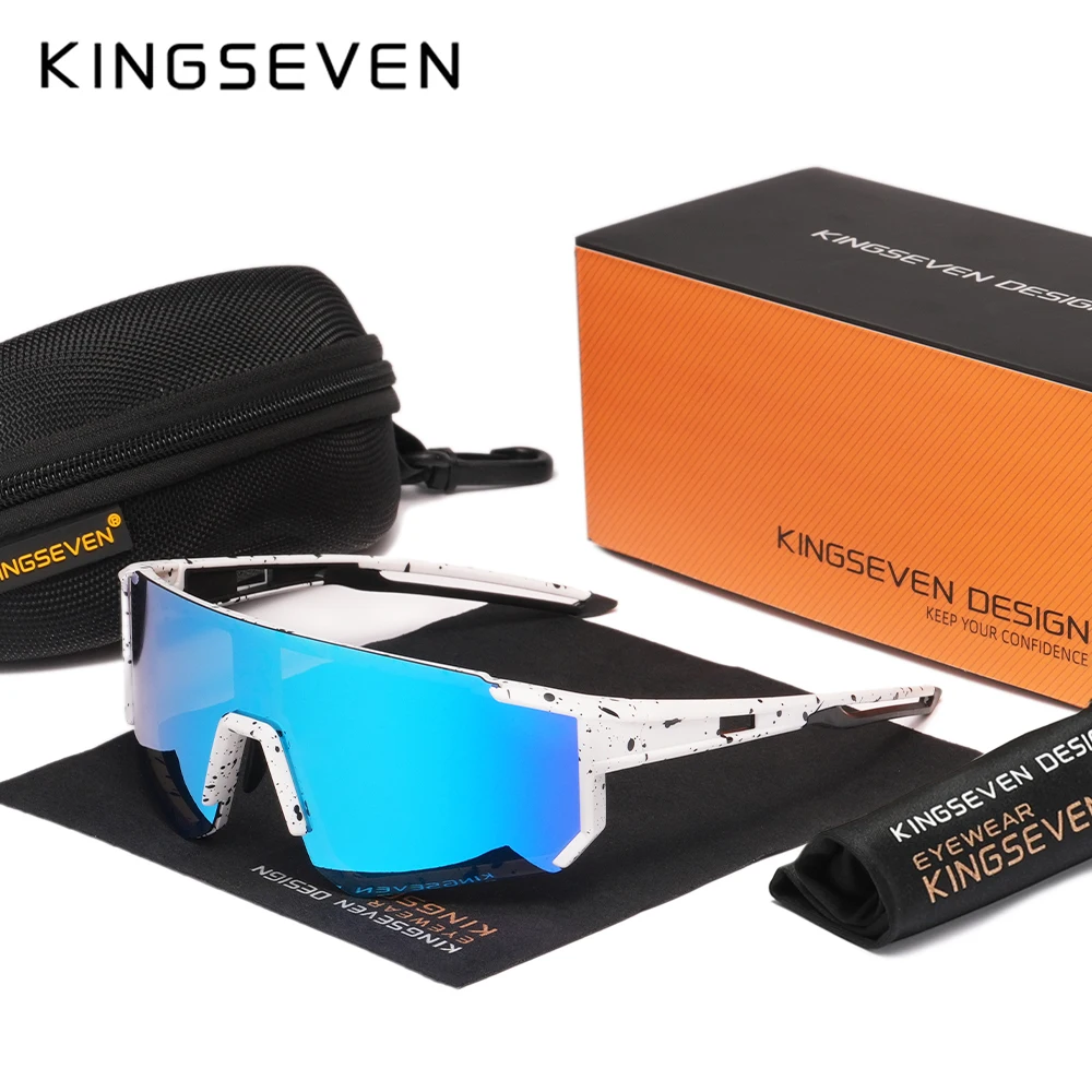 Kingseven-男性と女性のためのサイクリングサングラス、アンチUV偏光メガネ、大きなフレーム、自転車用メガネ、クライミング、スポーツ、高品質
