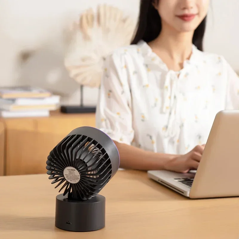 Portable Desktop Rechargeable Fan Small Cooling Ventilador Shake Head Fan Stepless Speed Regulation Personal Fan for Room Office