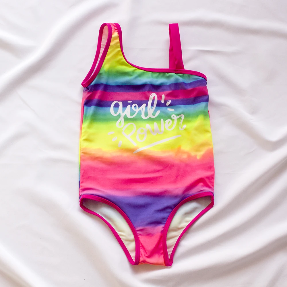 Rainbow Print Summer Baby Kids Girls One Piece Swimsuit Swimwear Hollow Girls Monokini Children Kids Swimming Wear Bathing Suit