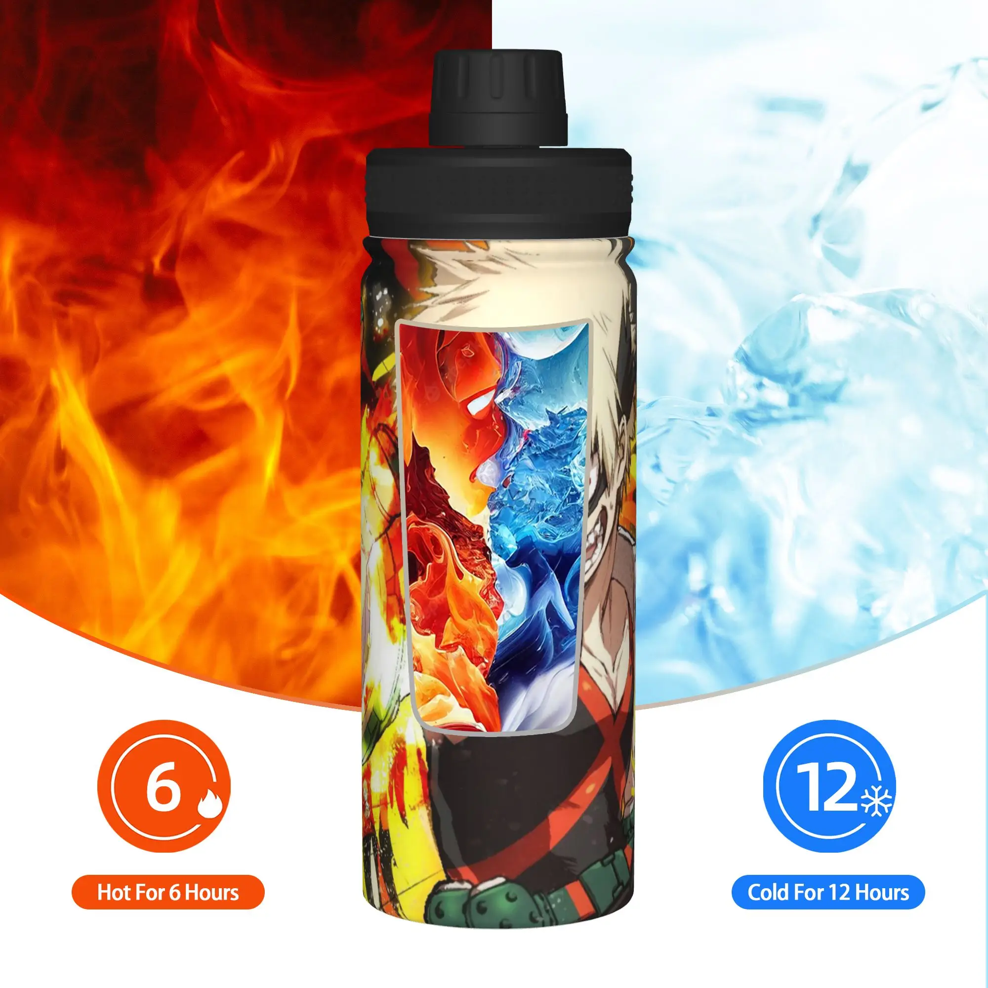 My Hero Academia Anime 18OZ Sports Insulated Kettle Katsuki Bakugo Thermal Cup Vacuum Flask Travel Outdoor Mugs Water Bottle view 6