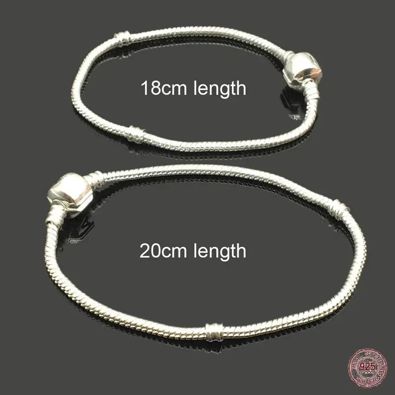 S925 gelang huruf klasik perak sterling, Perhiasan halus wanita DIY manik-manik pesona desain asli