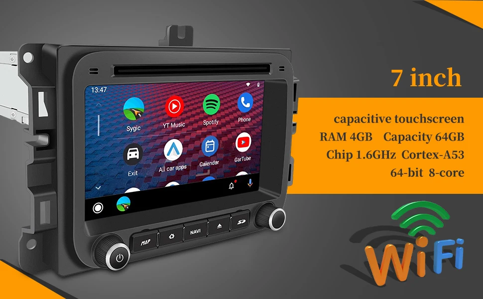 

ODTOPCAR Dodge Ram Radio Replacement for Ram 1500 2500 3500 4500 5500 7in TouchScreen Wireless CarPlay Android Auto Car Stereo