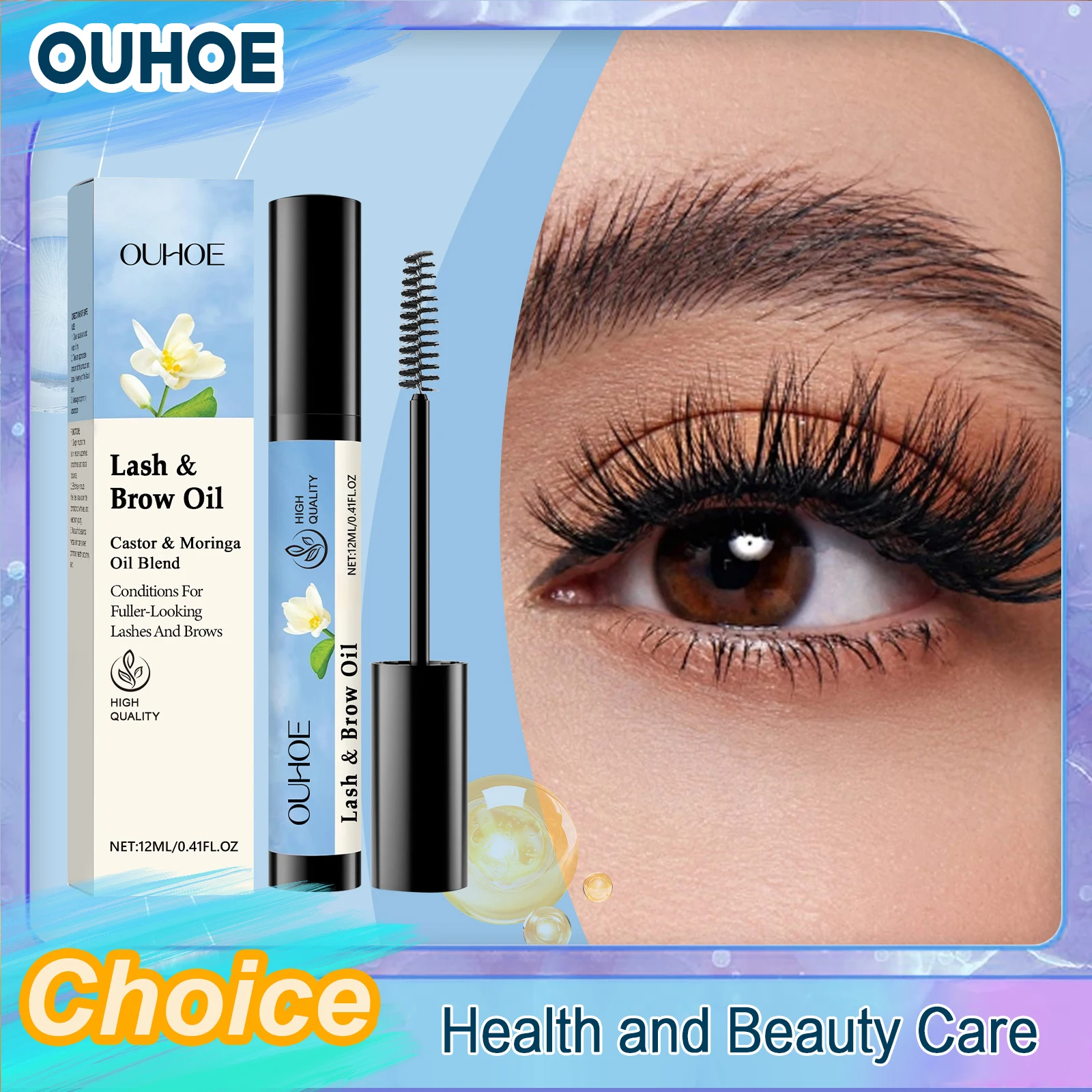 Suero para el Crecimiento de Pestañas y Cejas, Realza el Rizado, Engrosa, Reduce la Rotura, la Caída y la Escasez, Nutre, Alarga, Cuidado de los Ojos, Maquillaje