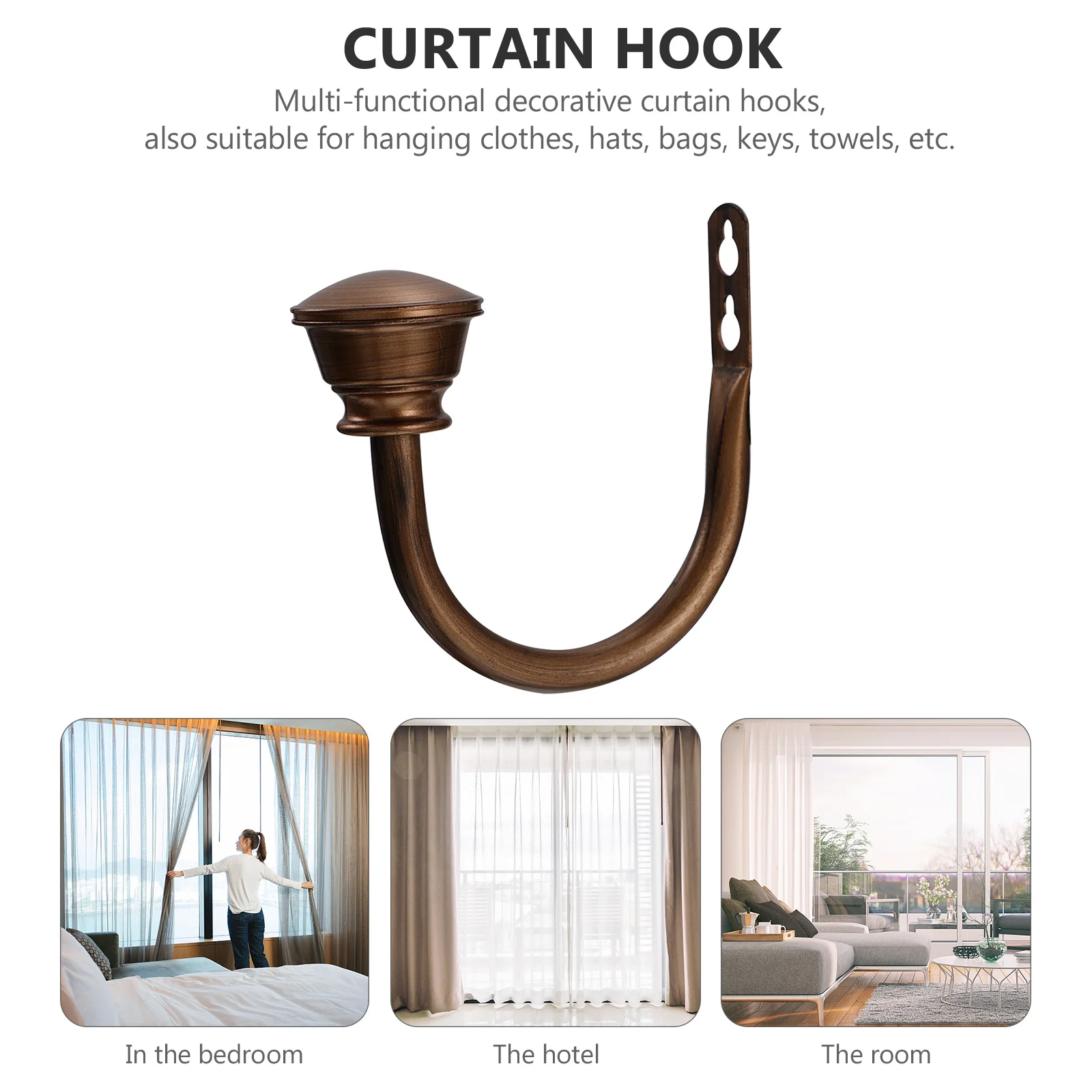 

Curtain Hooks Holdback Hanger Drapery Tie Backs Drapes Wall Tieback Holder Heavy Duty