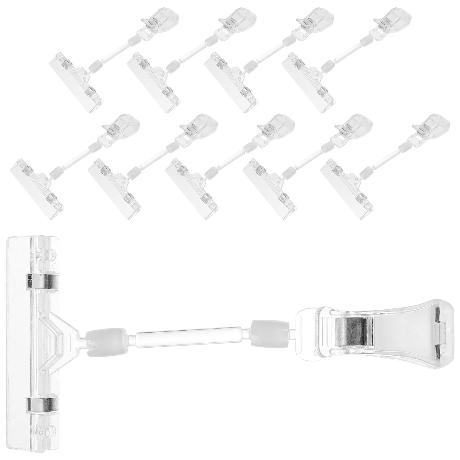 

10Pcs Clear Price Tag Clips Heavy Duty Rotatable Sign Holders for Clothing Store Shelf Label Display Multi-Use Plastic Clip