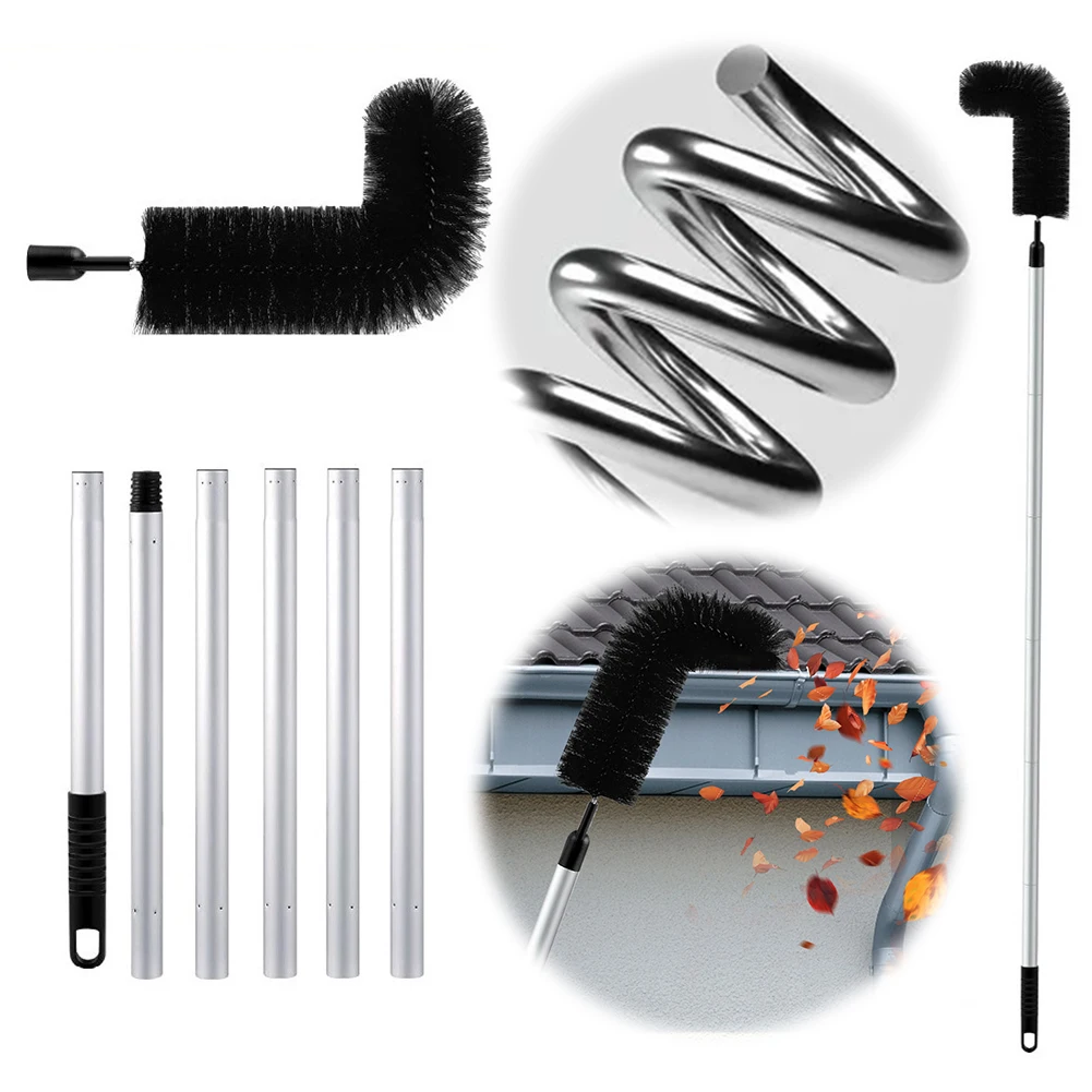 Gutter Cleaning Tool Adjustable Gutter Cleaner Detachable Drain Cleaning Tool Drain Protection Brush for Leaves and Debris