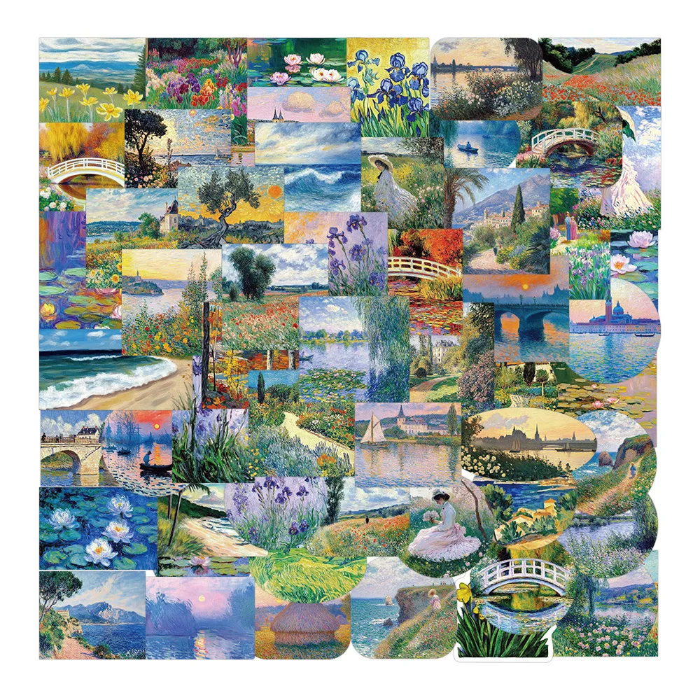 

56Pcs Garden oil painting scenery Graffiti Stickers Water Bottle Phone Bicycle Luggage Case Skateboard Children Adult Sticker