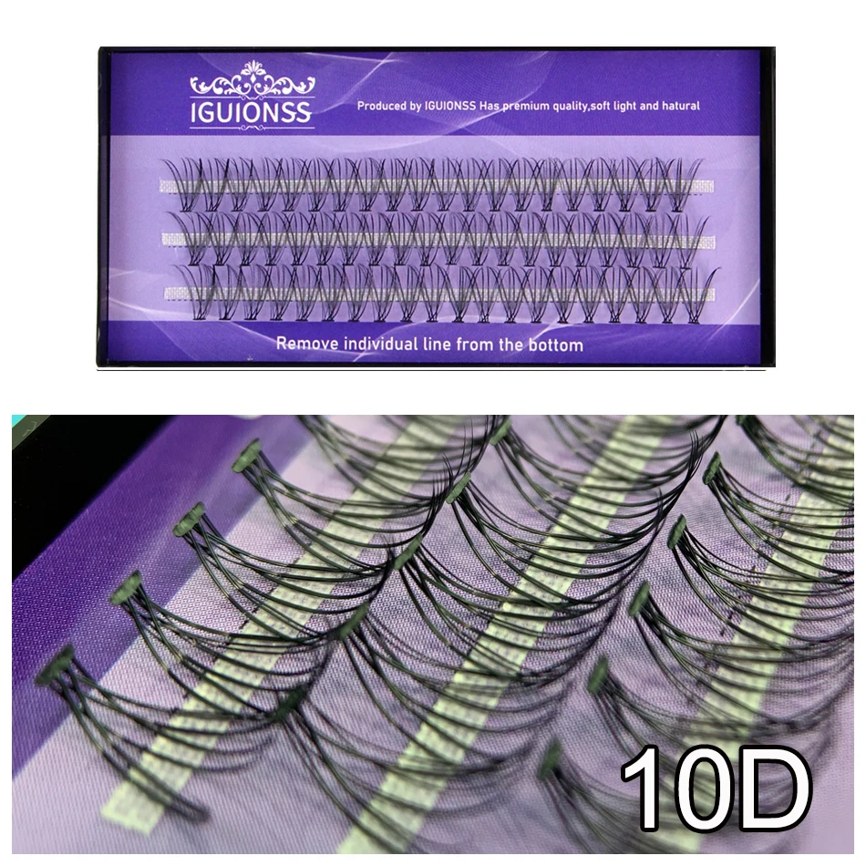 IGUIONSS 10pcs 10D 20D Self-Grafting Cluster Lashes Natural Mink Eyelash Individual Extension Lashes Makeup Cilias Volume