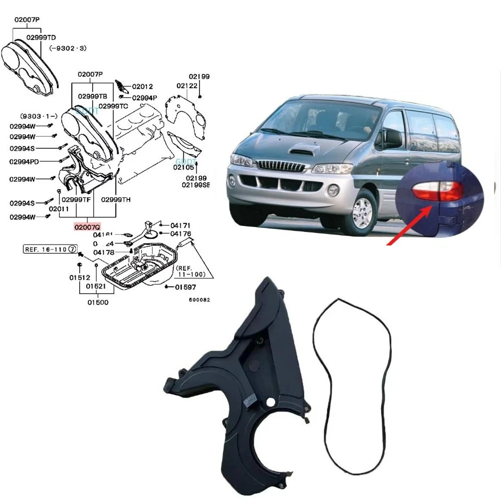 

Down 4D56 Engine Timing Belt Cover Shell for HYUNDAI H100 Engine Plastic Cover for Hyundai H1 PORTER STAREX MIGHTY 21350-42500