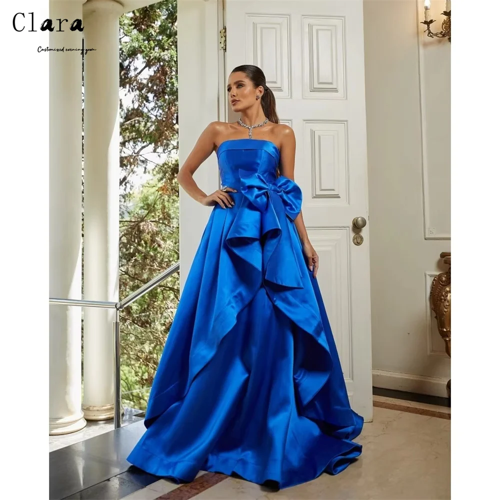 

Clara Custom Blue Tube Top A Line Backless Long Elegant Woman Party Dress Elegant Womens Dresses 2026 Woman Luxury Evening Dress