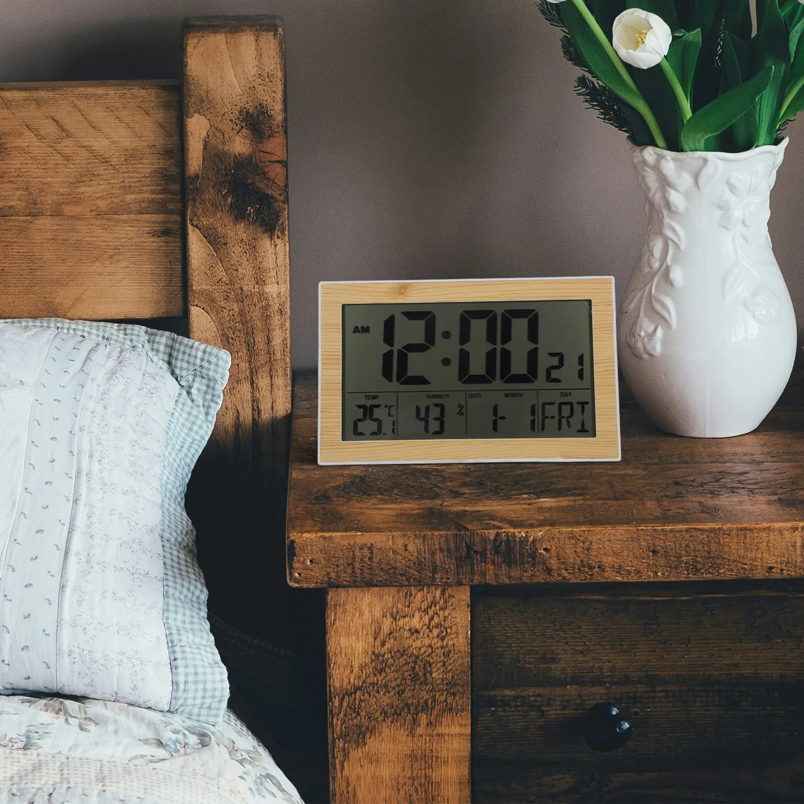 

1 шт. цифровые настенные часы с большим дисплеем, многофункциональные, с будильником, компактный дизайн, для дома, спальни, гостиной, кабинета, использования на улице