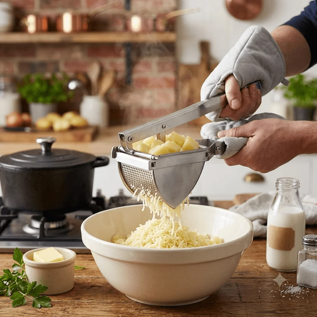 Potato Ricer, Lever Action Rice & Potato Masher, Portable Detachable Press
