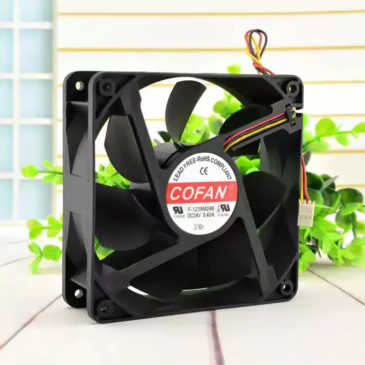 For COFAN F-1238M24B DC 24V 0.40A 12038 120x120x38mm 3-Pin Dual Ball Bearing Server Inverter Chassis Enclosure Case Cooler Fans