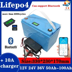 12V 100AH 120Ah 150Ah 24V 36V 40Ah 50AH 60Ah 80Ah lifepo4 lithium battery deep cycle batteries bluetooth BMS with charger