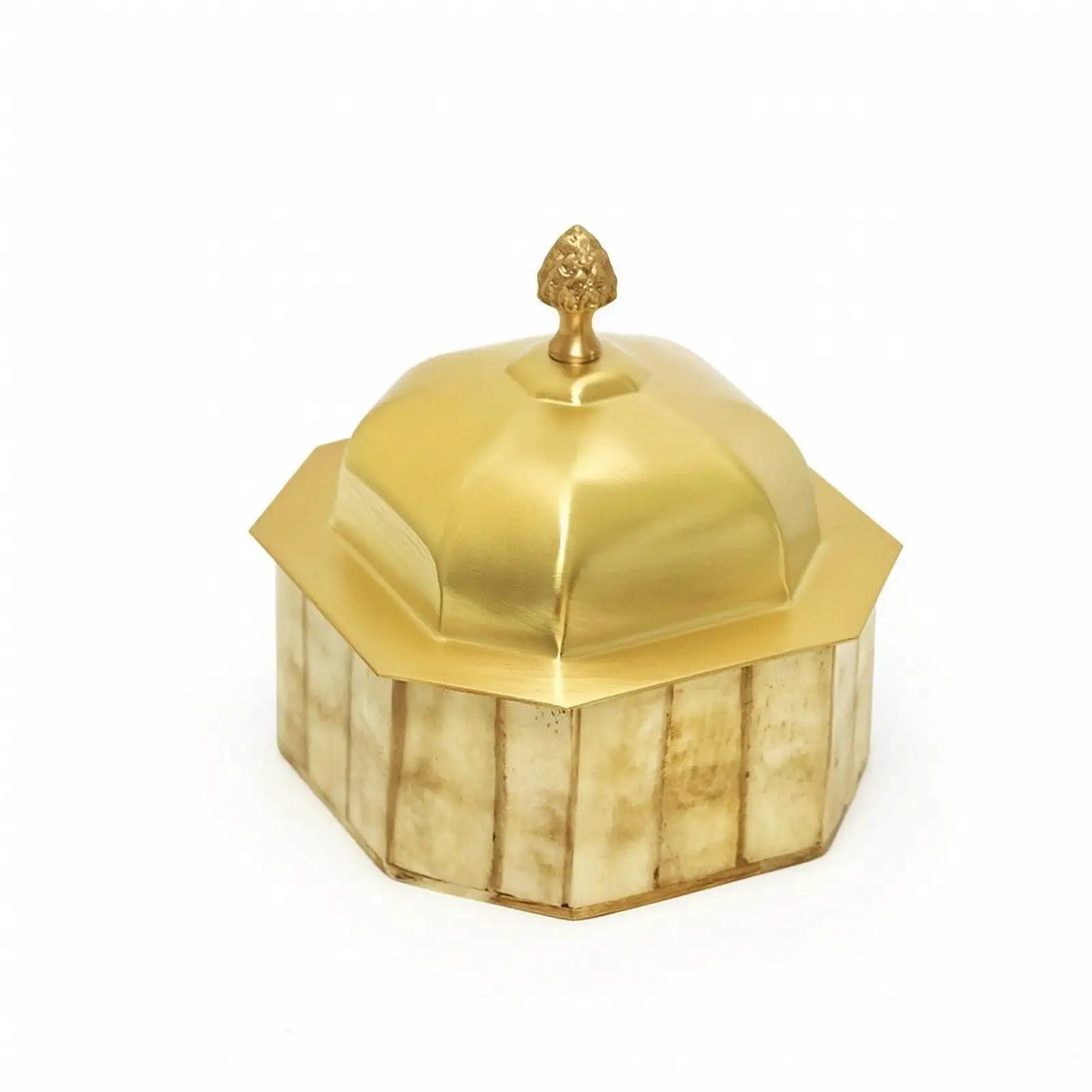Decorative Jewelry Storage Box Elegant Brass and Bone Jewelry Box Ornate Organizer for Dressing Table, Living Room, Hotel