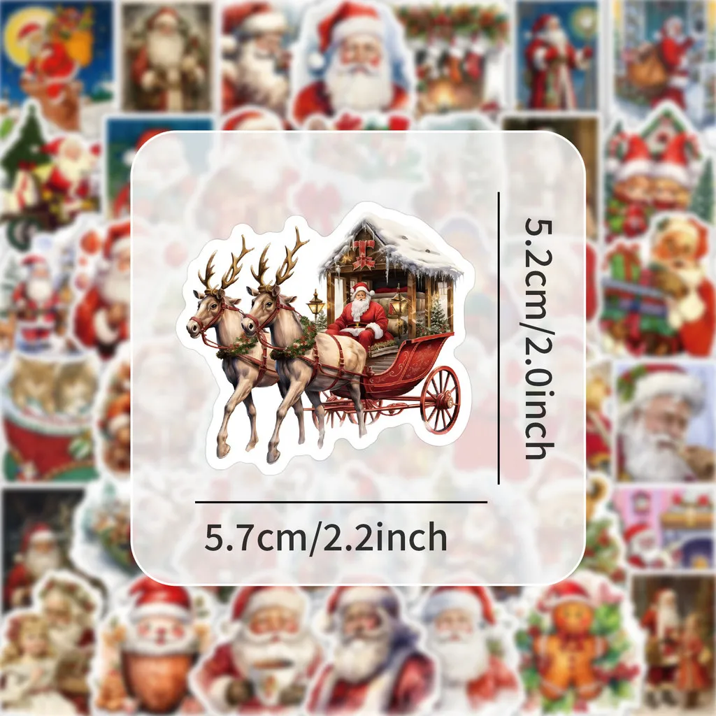 50 قطعة خمر الرجعية عيد الميلاد سانتا كلوز ثلج زينة الكتابة على الجدران ملصق لحساب اليد ملصق مائي BulingBulingStickers Store #3