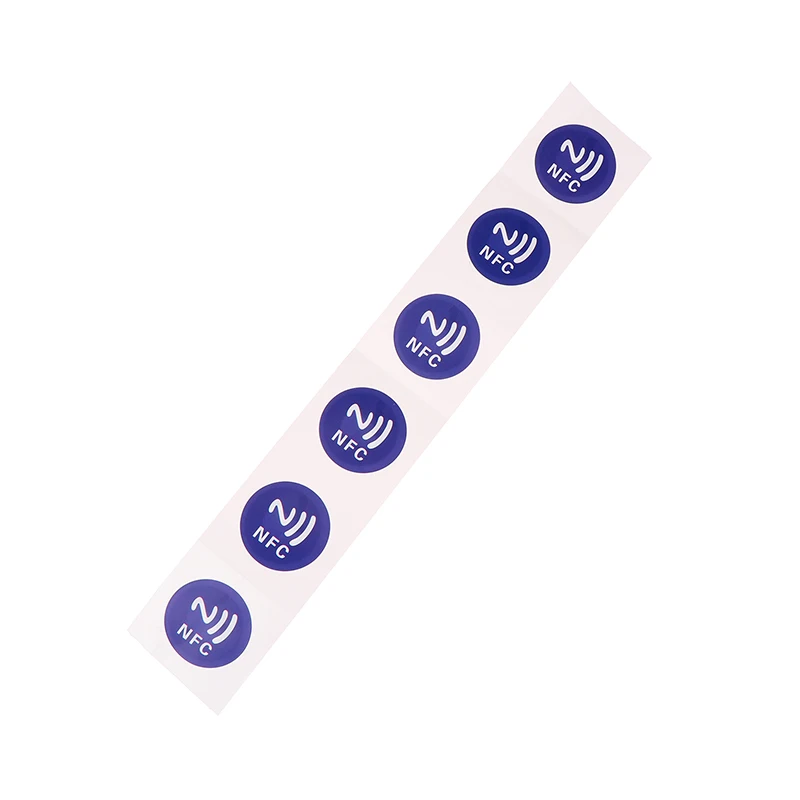 6pcs 13.56MHz ISO14443A Ntag 213 Chip RFID Adhesive Tag Label Blue NFC Ntag213 144 Bytes Wet Tag Stickers For NFC Phone