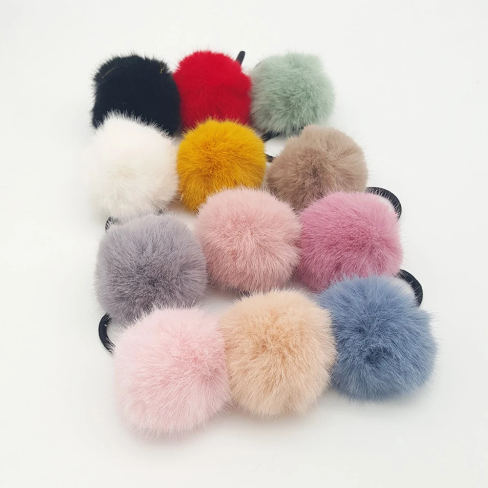 

Women Winter Hairband Hair Ties Elastic Hair Accessories Hair Rope Ponytail Holder Pompom Rubber Band