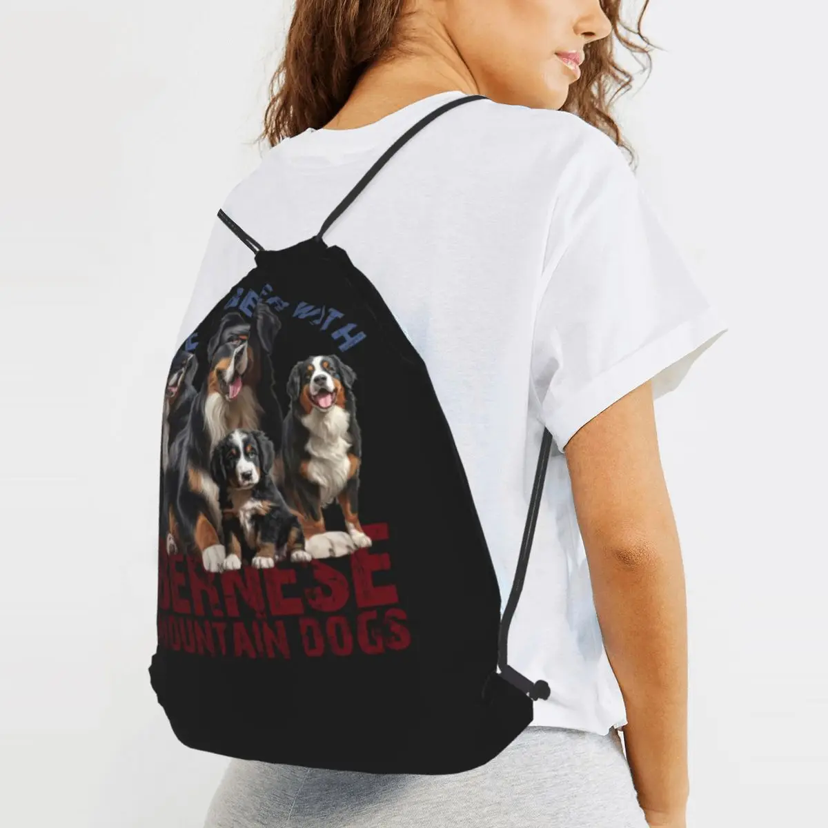 

Bernese Mountain Dog Backpacks Portable Drawstring Bundle Pocket Shoes Bag Book Bags for Man Woman School
