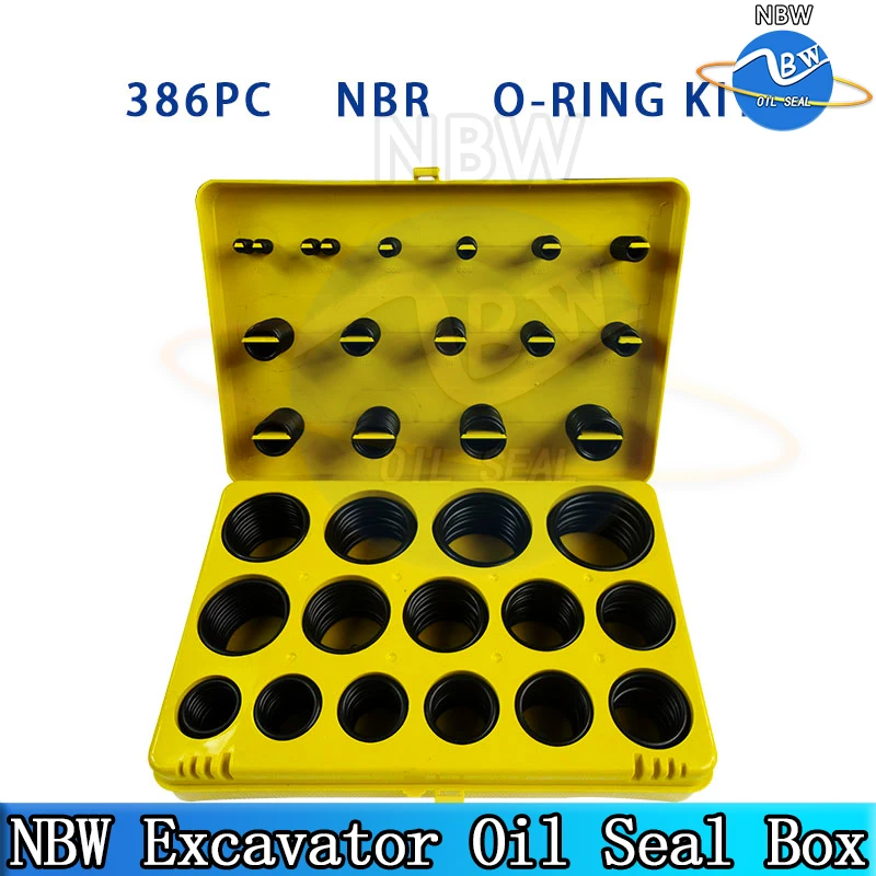 

O Rings Box Rubber Oil Sealing Kit Assortment 386 PCS Set Gasket Blue Resistance High Quality NBR Service O-rings