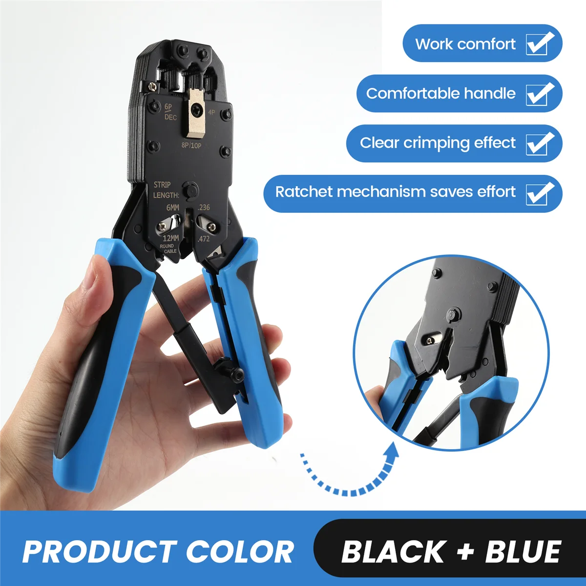 

Эффективный сетевой щипцы RJ45 10P 8P 6P 4P Обжимные инструменты Стриппер